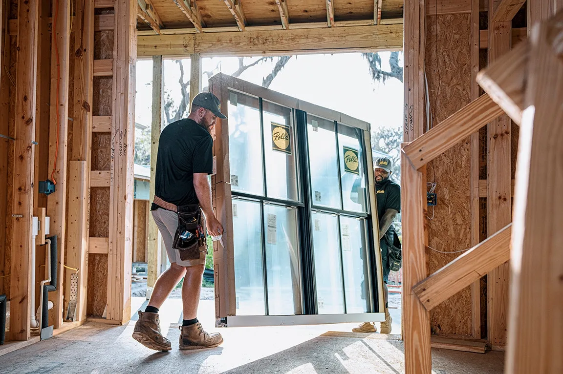 Full building window installation for a new construction project